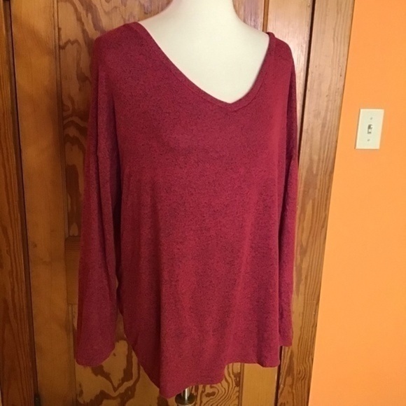 Bibi Red slouchy lattice back sweater - Picture 5 of 6